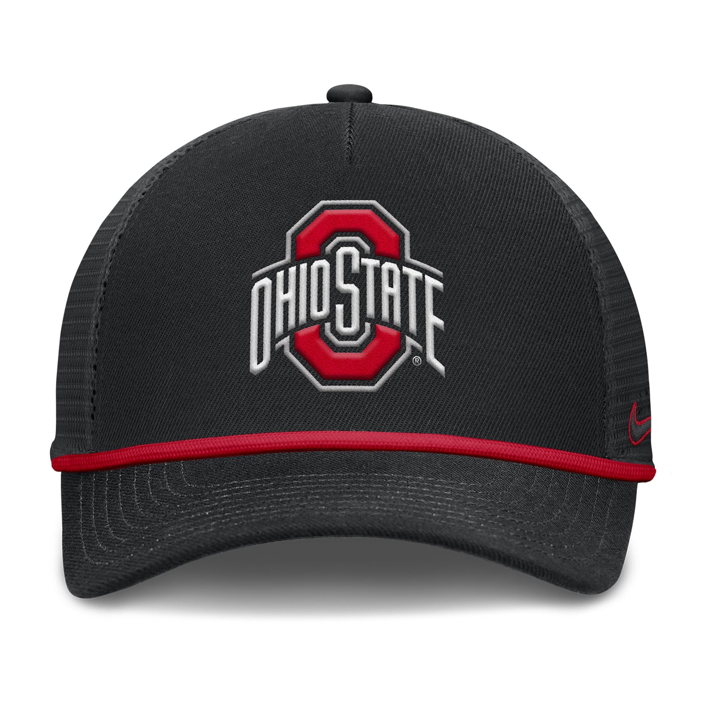 Ohio State Buckeyes Nike Primary Logo Rope Hat In Black - Front View