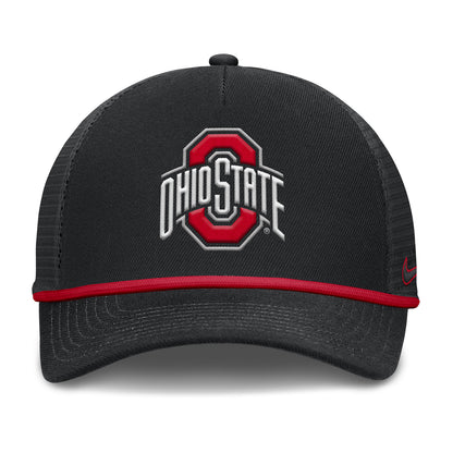 Ohio State Buckeyes Nike Primary Logo Rope Hat In Black - Front View