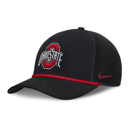 Ohio State Buckeyes Nike Primary Logo Rope Hat In Black - Front Left View