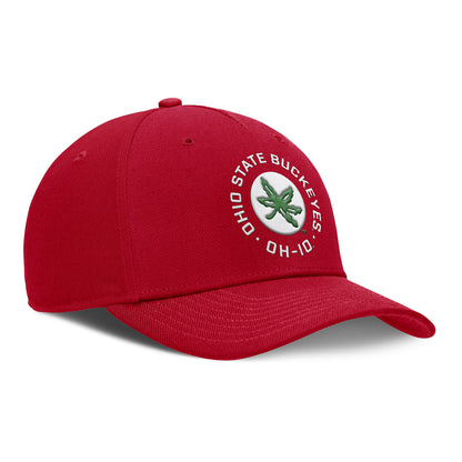 Ohio State Buckeyes Nike Rise Primetime Buckeye Leaf Hat In Red - Front Right View