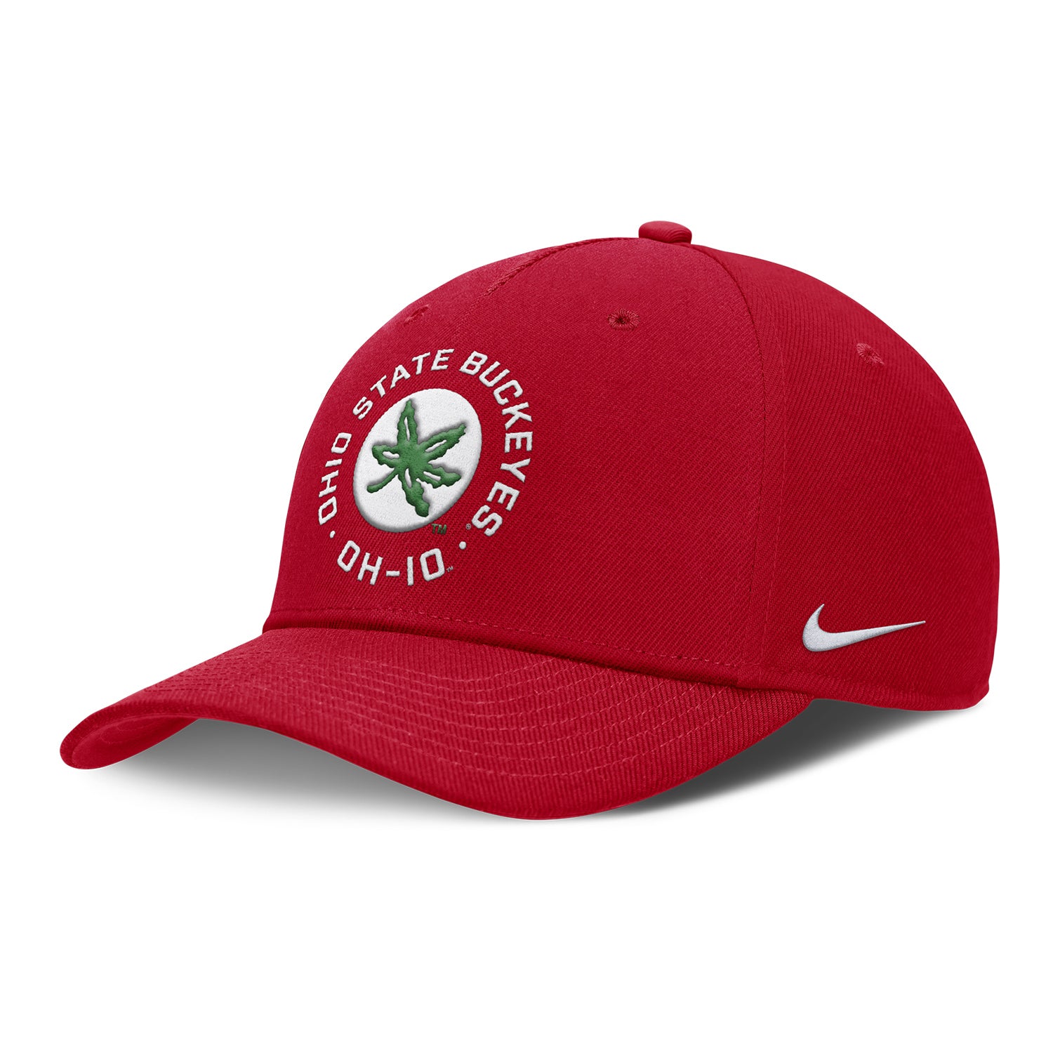 Ohio State Buckeyes Nike Rise Primetime Buckeye Leaf Hat In Red - Front Left View