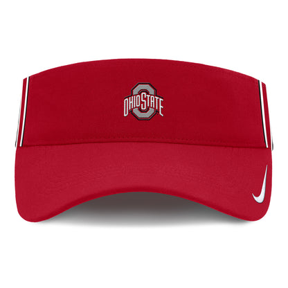 Ohio State Buckeyes Nike Ace Academic Stripe Visor In Red - Front View