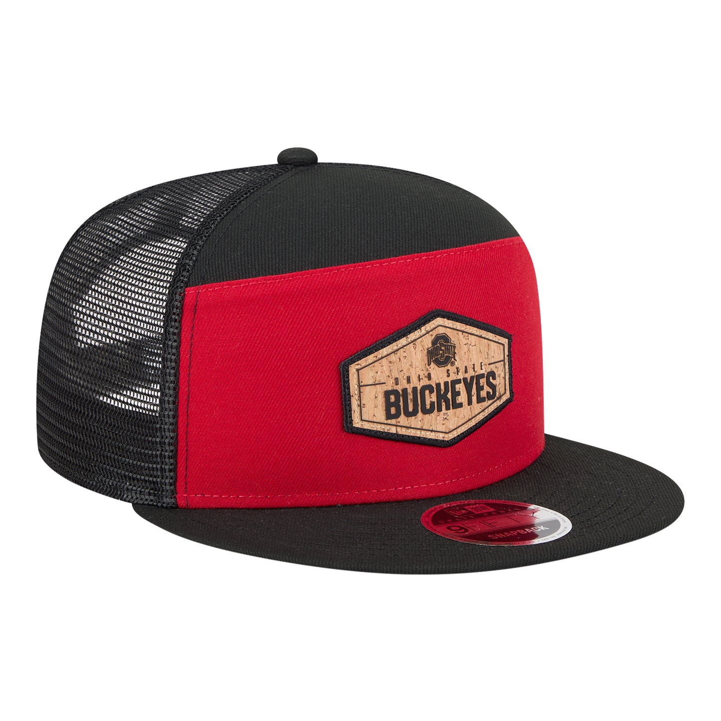 Ohio State Buckeyes New Era 950 Cork Patch Hat In Black - Front Right View