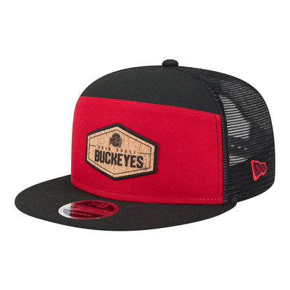 Ohio State Buckeyes New Era 950 Cork Patch Hat In Black - Front Left View