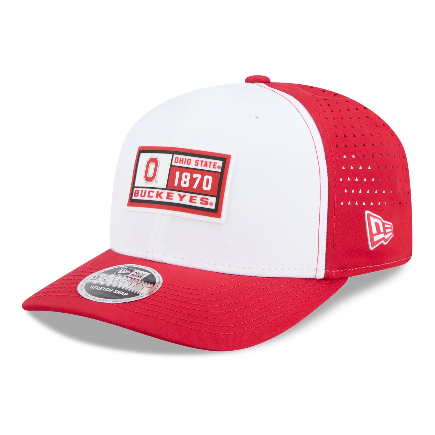 Ohio State Buckeyes New Era 970 Established Patch Hat In White - Front Left View