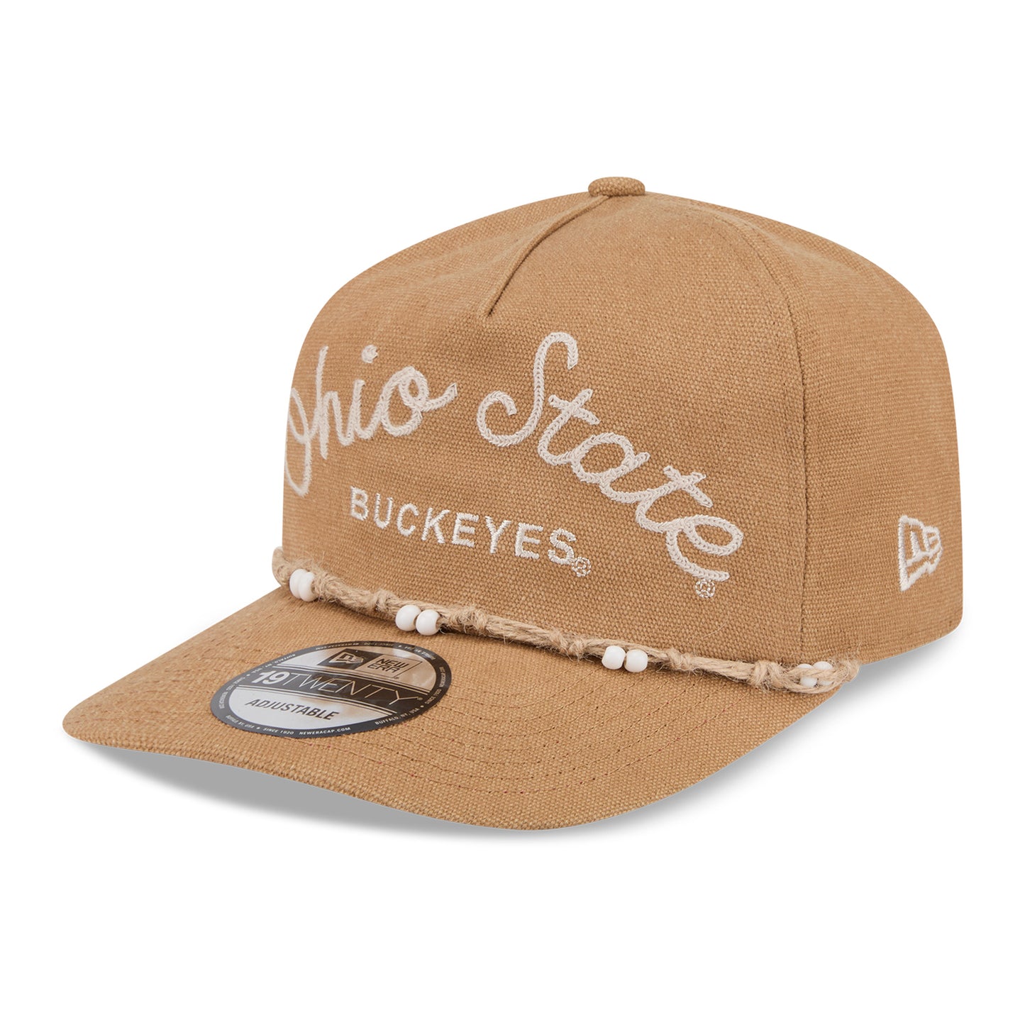 Ohio State Buckeyes New Era Beaded Rope Hat In Tan - Front Side View