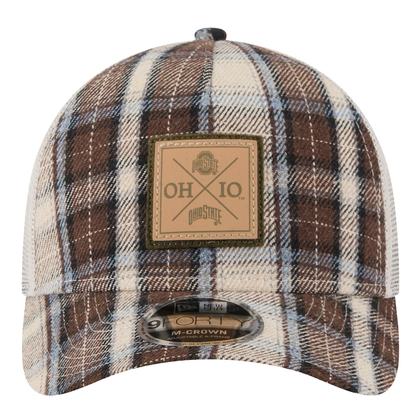 Ohio State Buckeyes New Era 940 Plaid Patch Hat - Front View