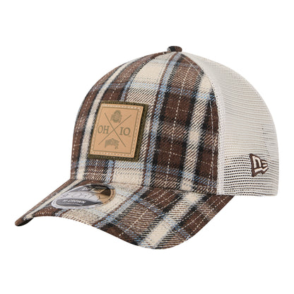 Ohio State Buckeyes New Era 940 Plaid Patch Hat - Front Left View