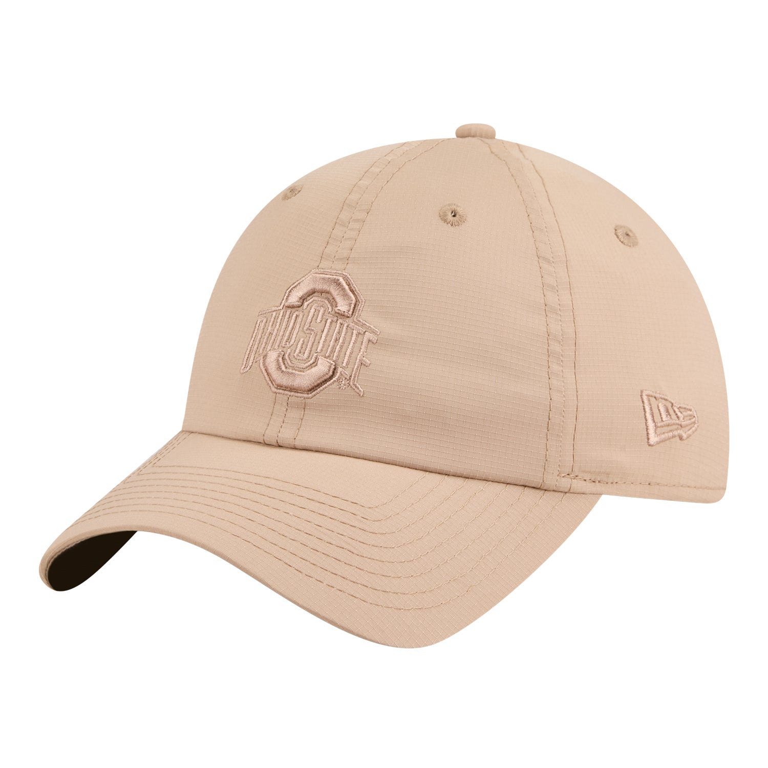 Ohio State Buckeyes New Era Ripstop Primary Logo Tan Hat - Front Left View