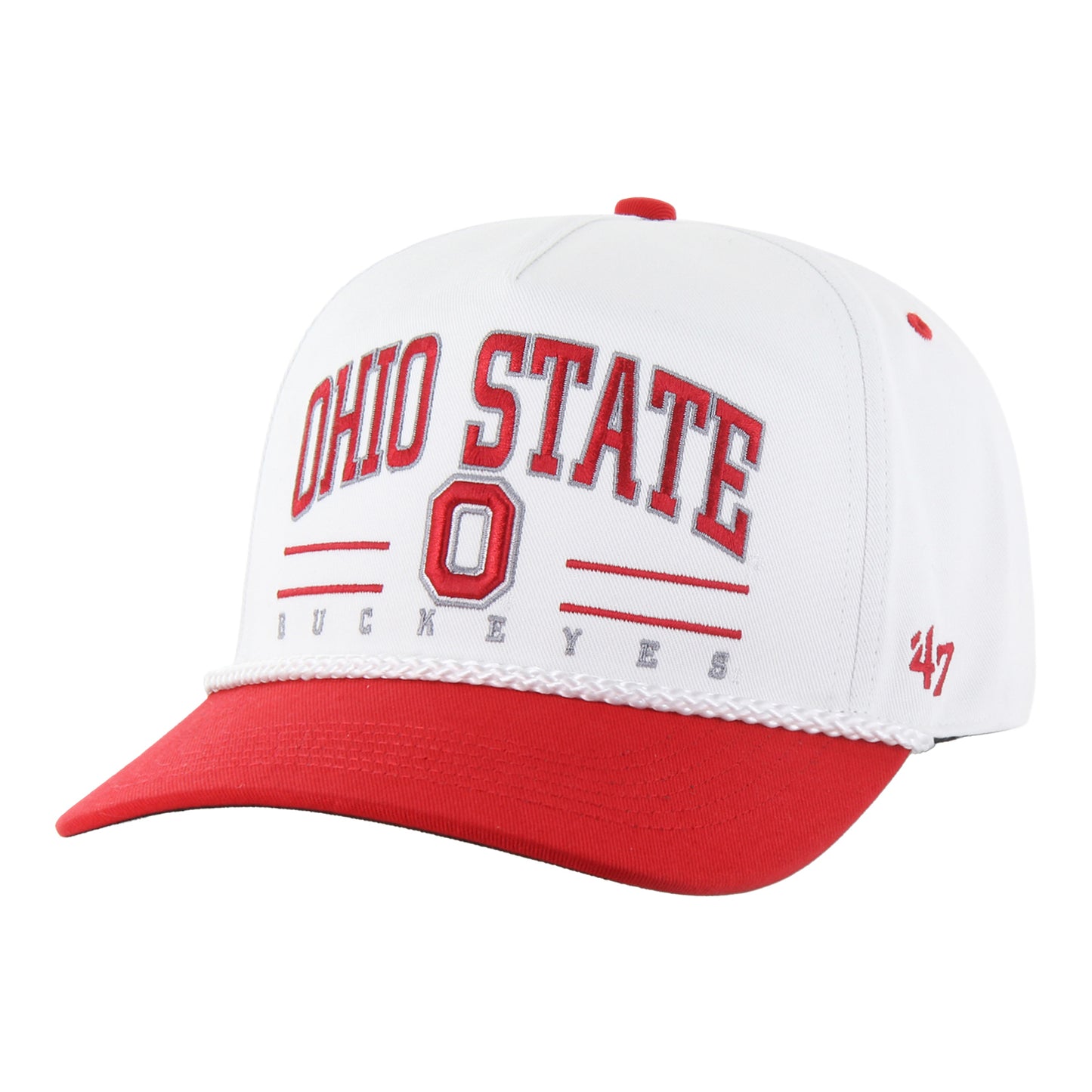 Ohio State Buckeyes 47 Brand Hitch Roscoe Rope Hat In White - Front Left View