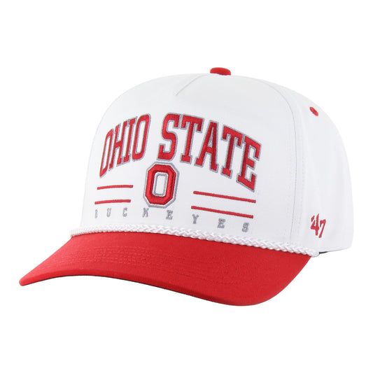 Ohio State Buckeyes 47 Brand Hitch Roscoe Rope Hat In White - Front Left View