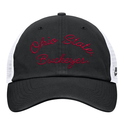 Ohio State Buckeyes Nike Unstructured Trucker Hat in Black - Front