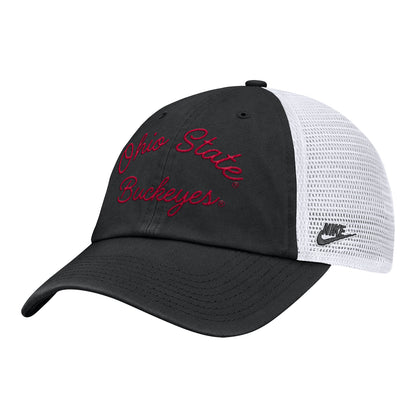 Ohio State Buckeyes Nike Unstructured Trucker Hat in Black - Angled Front Left