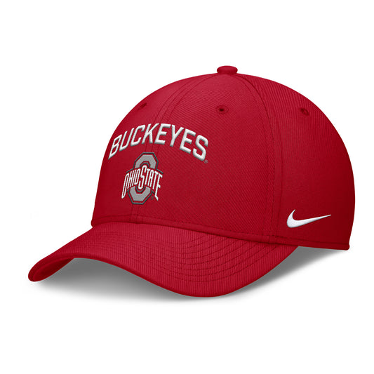 Ohio State Buckeyes Nike Rise Gameday Swooshflex Hat In Red - Front Left View