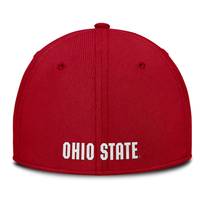 Ohio State Buckeyes Nike Rise Gameday Swooshflex Hat In Red - Back View