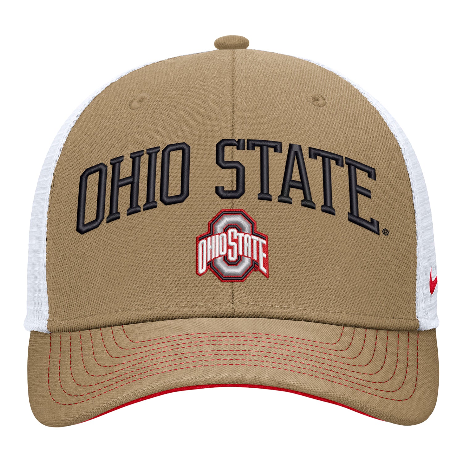 Ohio State Buckeyes Nike Dri-FIT Rise Trucker Hat - Front View