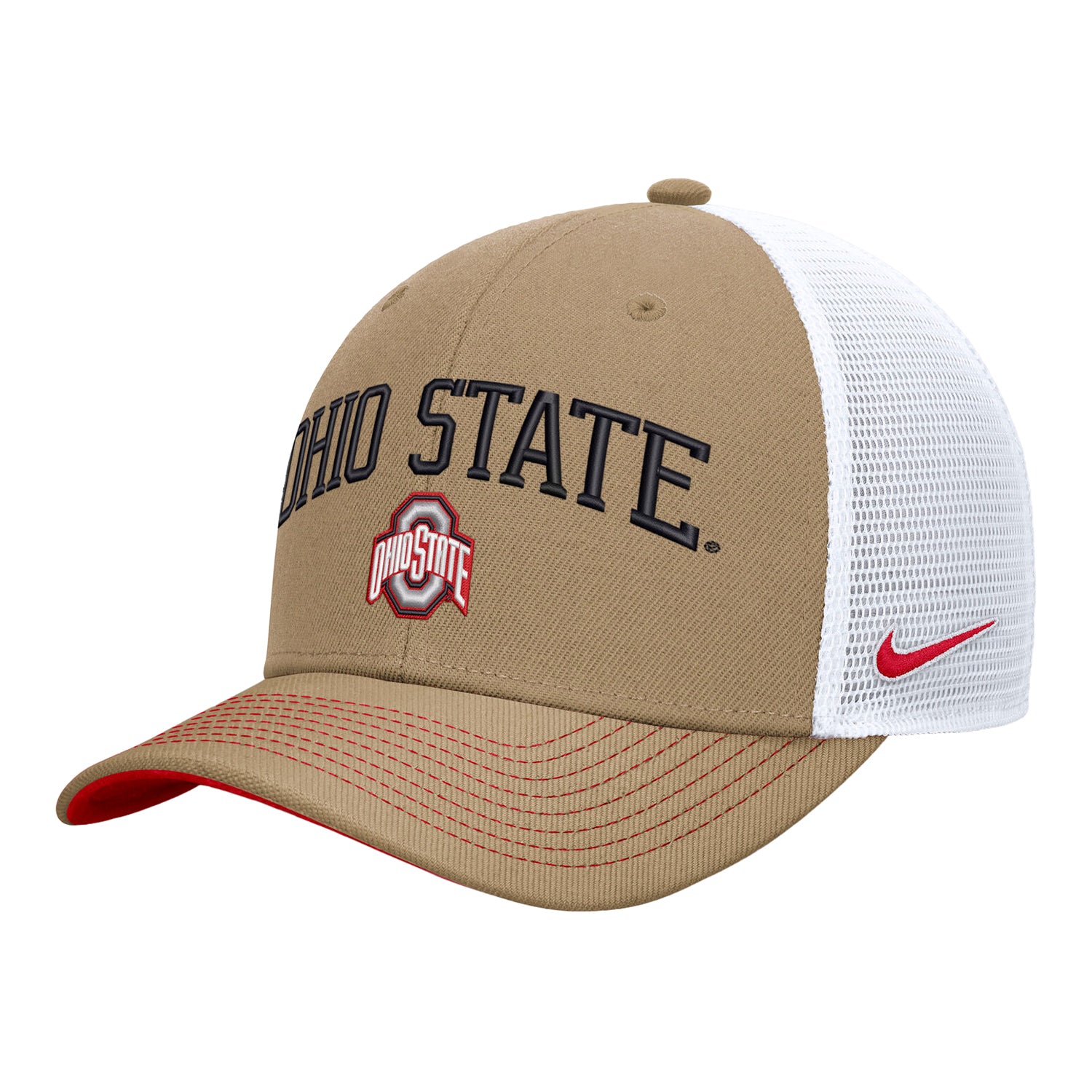 Ohio State Buckeyes Nike Dri-FIT Rise Trucker Hat - Front Left View