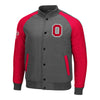 Ohio State Buckeyes Full Zip Harmon Bomber Jacket - In Charcoal - Front View