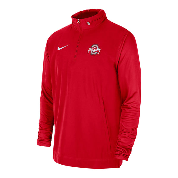 Ohio State Buckeyes Nike 1/4 Zip Light Weight Coach Scarlet Jacket - In Scarlet - Front View