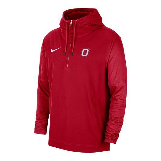 Ohio State Buckeyes Nike 1/4 Zip Hooded Scarlet Jacket - Front View