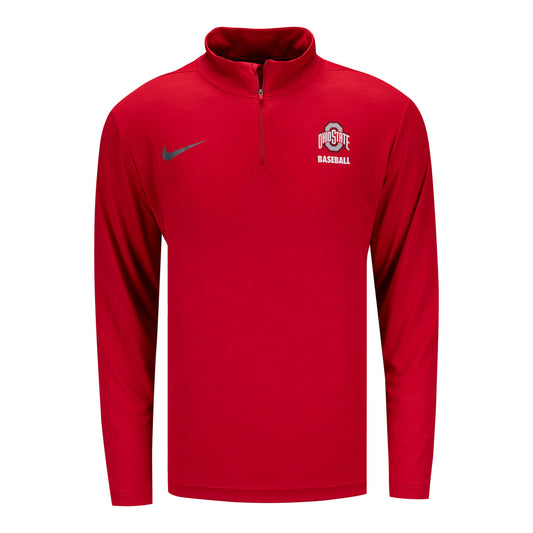 Ohio State Buckeyes Nike Baseball 1/4 Zip Scarlet Jacket - In Scarlet - Front View