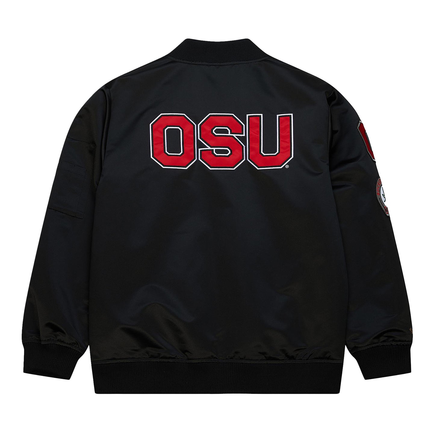 Ohio State Buckeyes Mitchell & Ness Satin Bomber Jacket - Back View