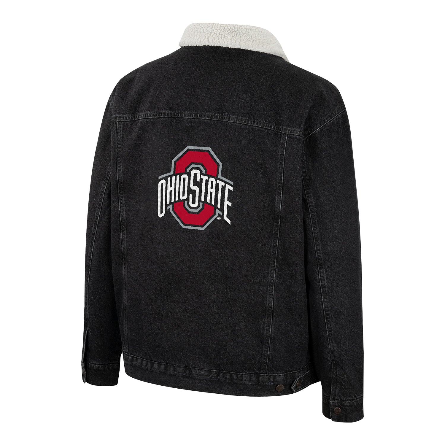 Ohio State Buckeyes Sherpa Denim Charcoal Jacket - In Gray - Back View