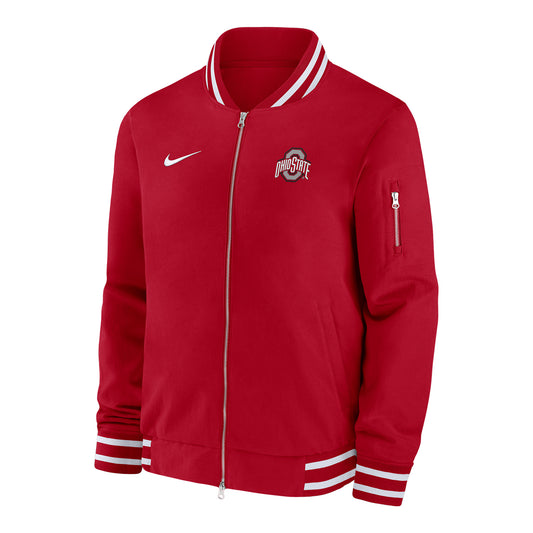 Ohio State Buckeyes Nike Sideline Bomber Scarlet Jacket - Front View