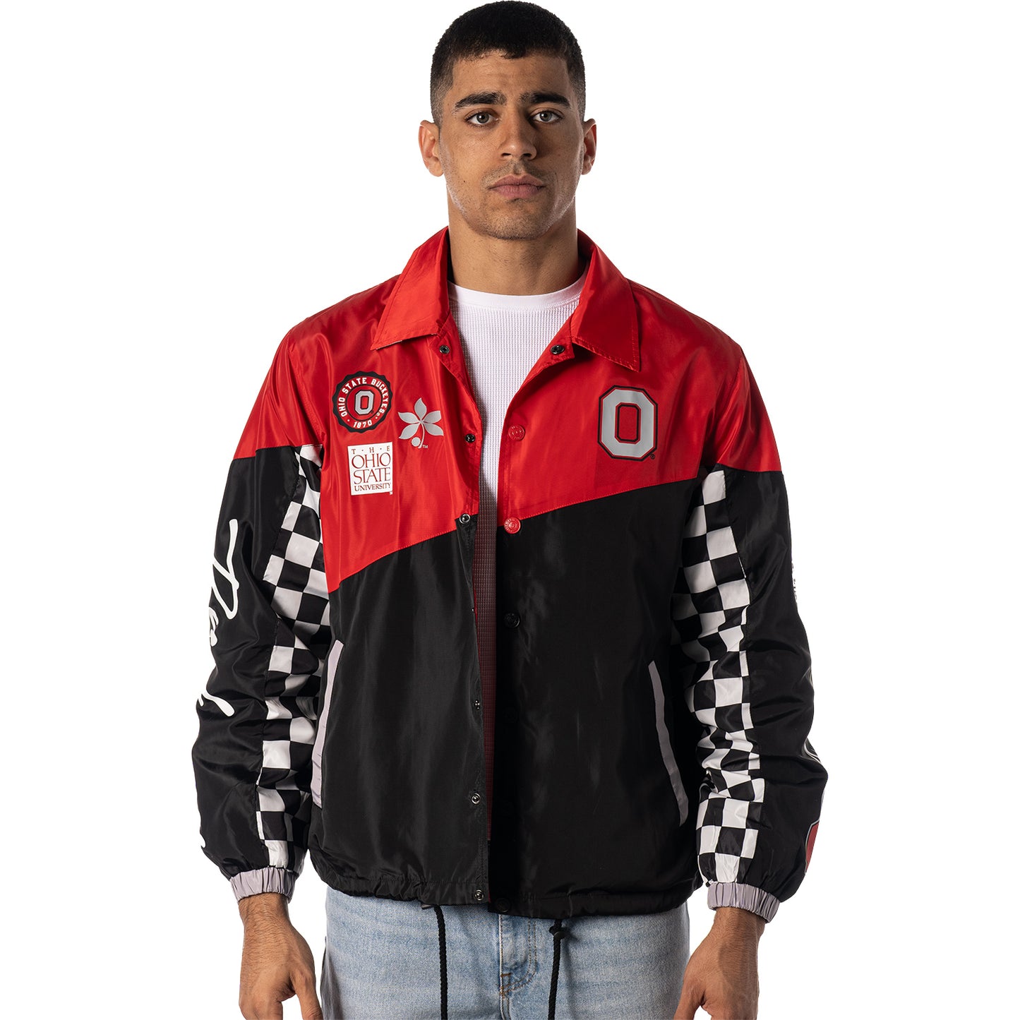 Ohio State Buckeyes Checkered Full Zip Jacket - Front View