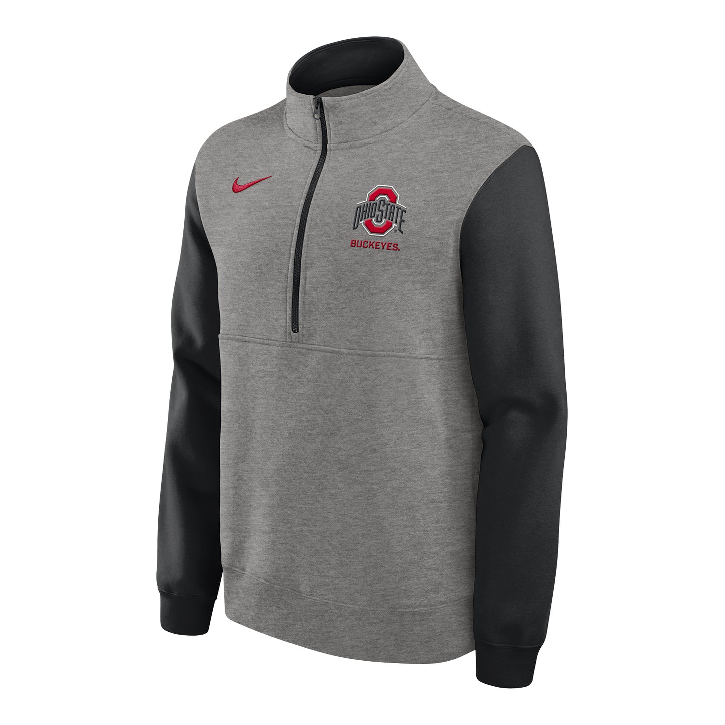 Ohio State Buckeyes Nike Club Fleece Primary Logo 1/2 Zip Jacket In Gray - Front View