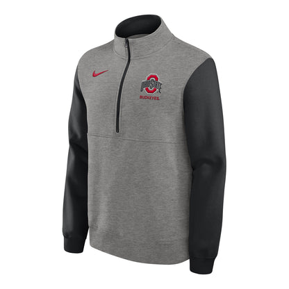 Ohio State Buckeyes Nike Club Fleece Primary Logo 1/2 Zip Jacket In Gray - Front View