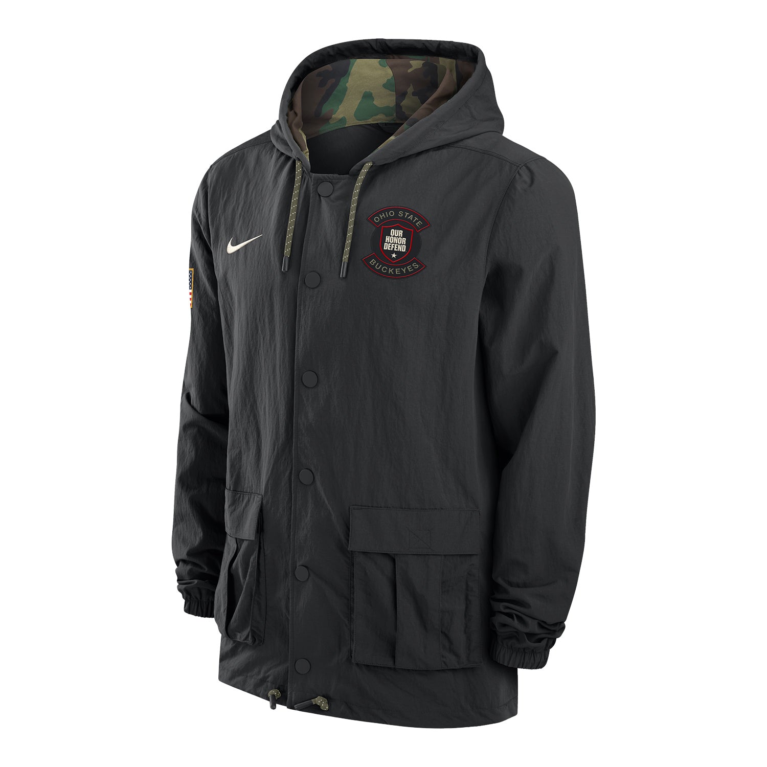 Ohio State Buckeyes Nike Our Honor Defend Military Jacket In Black - Front View
