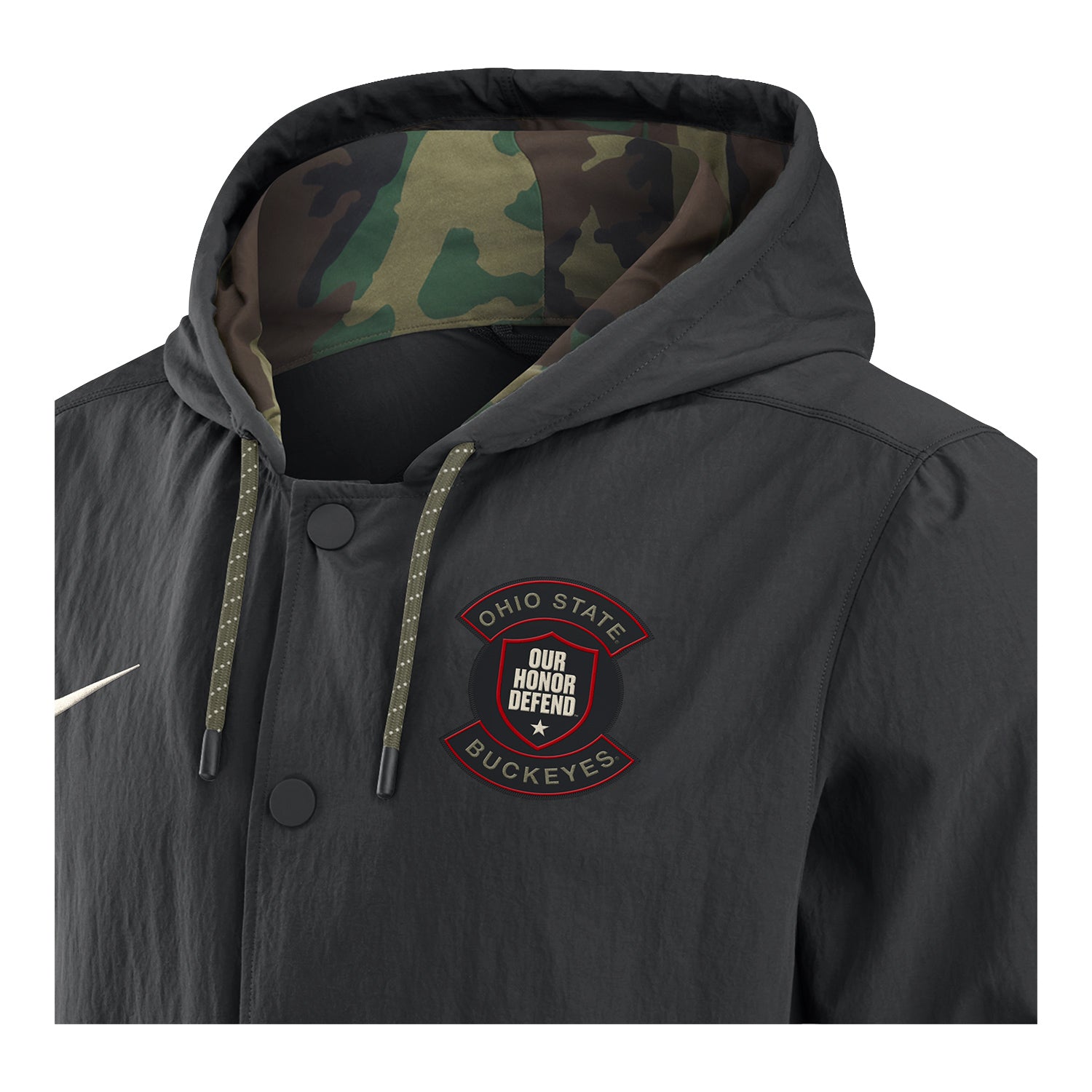 Ohio State Buckeyes Nike Our Honor Defend Military Jacket In Black - Collar View