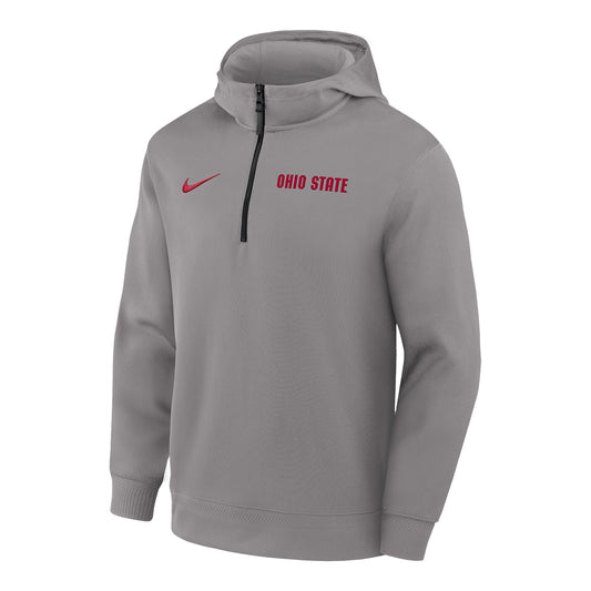 Ohio State Buckeyes Nike Coaches Quarter-Zip Jacket In Gray - Front View