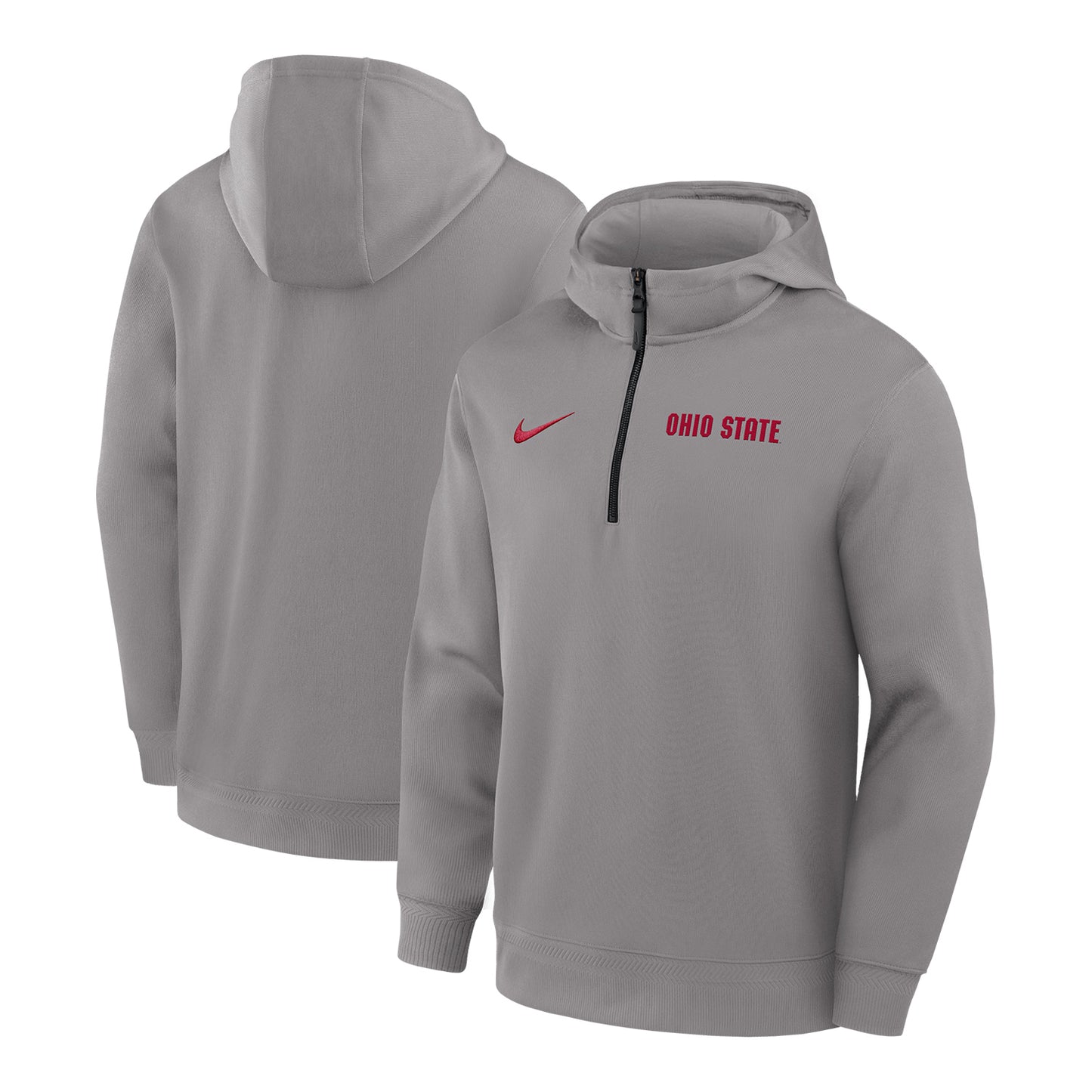 Ohio State Buckeyes Nike Coaches Quarter-Zip Jacket In Gray - Front & Back View
