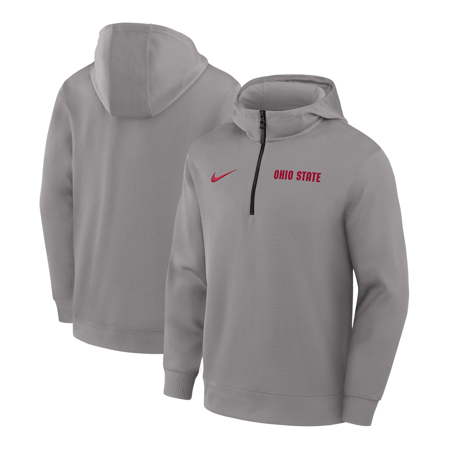 Ohio State Buckeyes Nike Coaches Quarter-Zip Jacket In Gray - Front & Back View