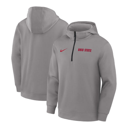 Ohio State Buckeyes Nike Coaches Quarter-Zip Jacket In Gray - Front & Back View
