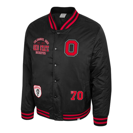 Ohio State Buckeyes Colosseum Billy Bomber Jacket In Black - Front View