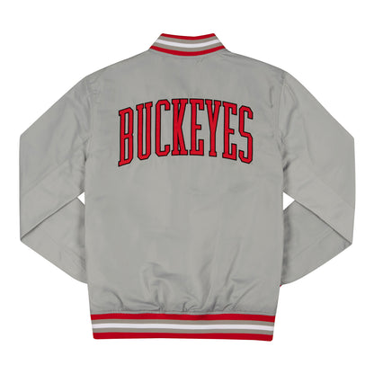 Ohio State Buckeyes Homefield Heritage Block O Bomber Jacket In Gray - Back View