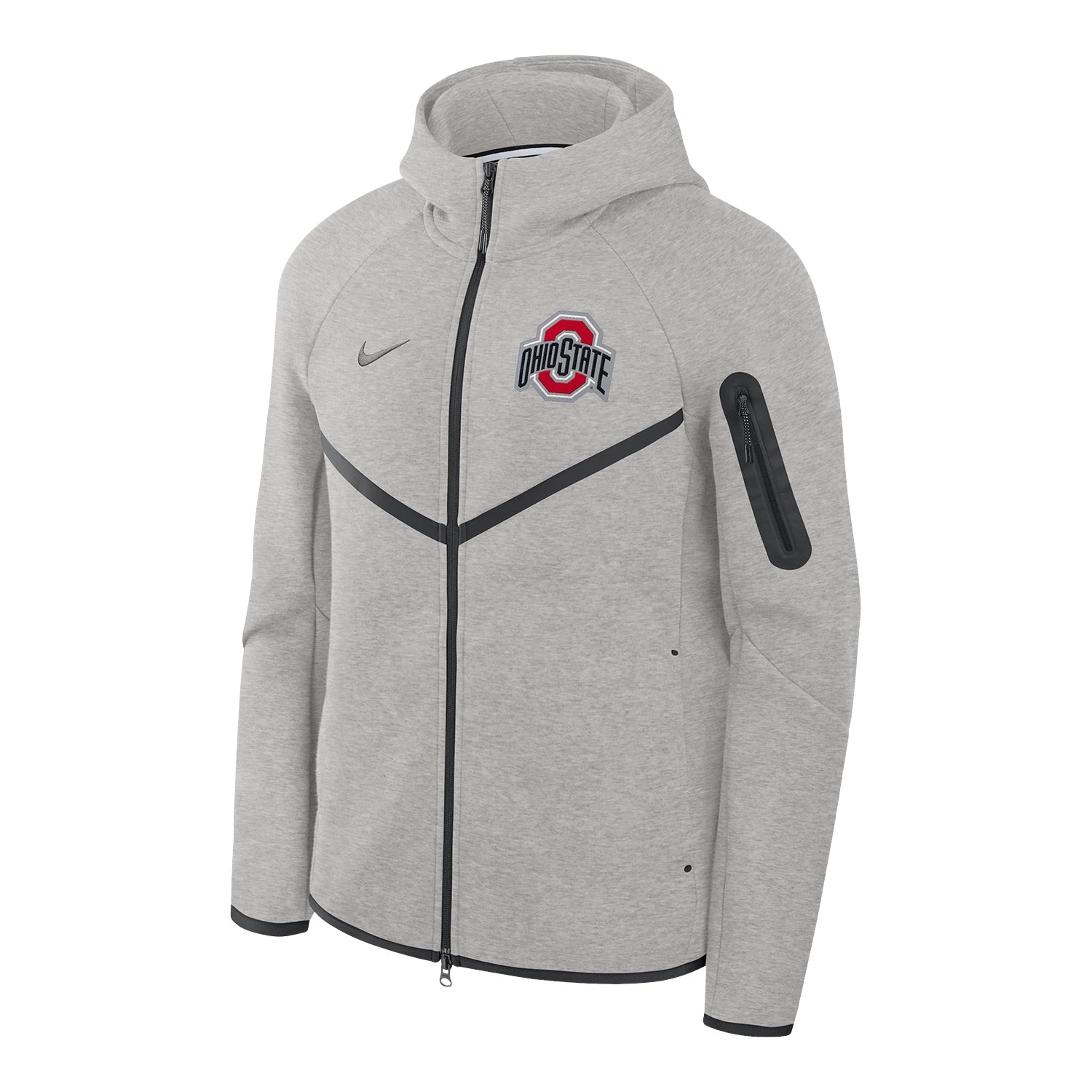Ohio State Buckeyes Nike Tech Windrunner Hooded Gray Jacket - Front View