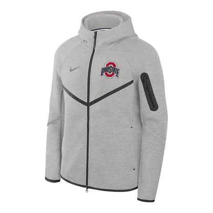 Ohio State Buckeyes Nike Tech Windrunner Hooded Gray Jacket - Front View