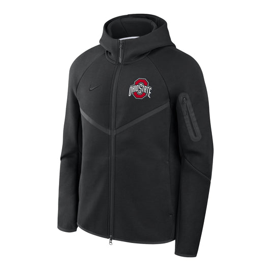 Ohio State Buckeyes Nike Tech Windrunner Hooded Black Jacket - Front View