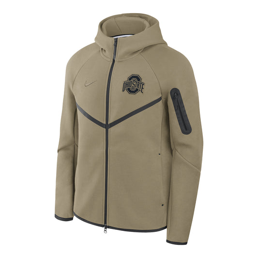 Ohio State Buckeyes Nike Tech Windrunner Hooded Tan Jacket - Front View