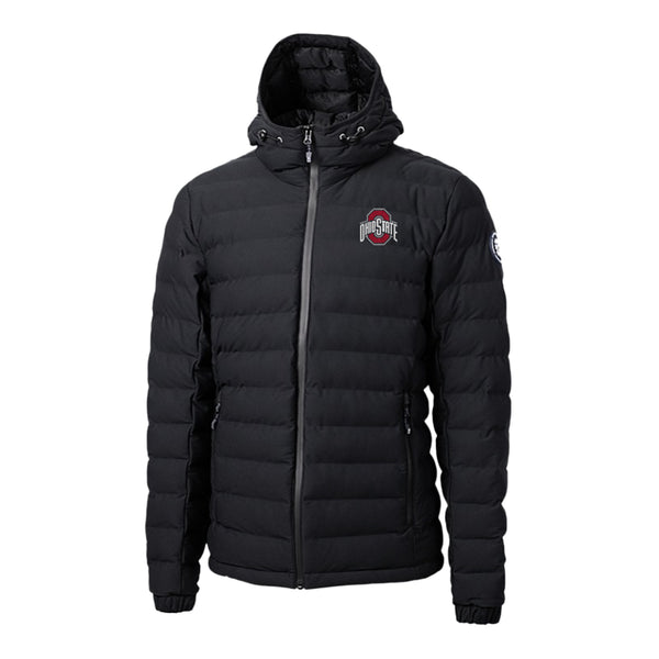 Ohio State Buckeyes Cutter & Buck Mission Ridge Repreve Black Puffer Jacket - Front View