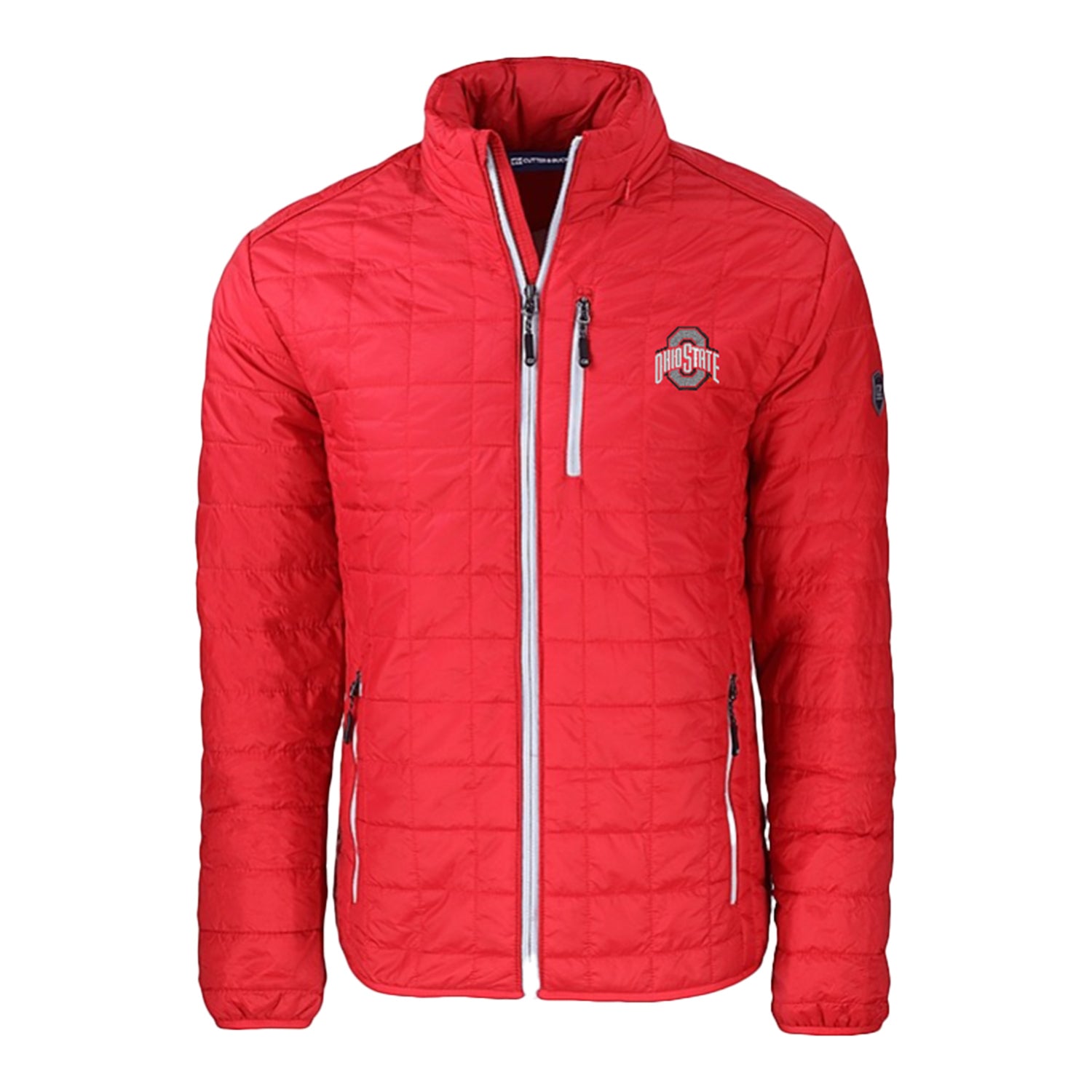 Ohio State Buckeyes Cutter & Buck Rainier PrimaLoft Eco Insulated Scarlet Full Zip Jacket - Front View