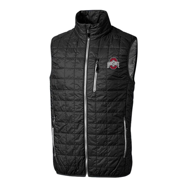 Ohio State Buckeyes Cutter & Buck PrimaLoft Eco Insulated Black Full Zip Vest - Front View