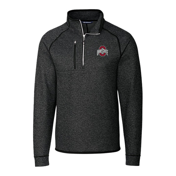 Ohio State Buckeyes Cutter & Buck Mainsail Sweater-Knit Charcoal 1/2 Zip Jacket - Front View