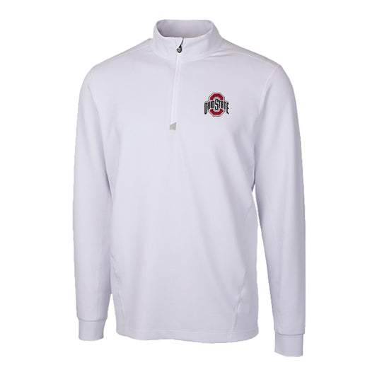 Ohio State Buckeyes Cutter & Buck Traverse Stretch White 1/4 Zip Jacket - Front View