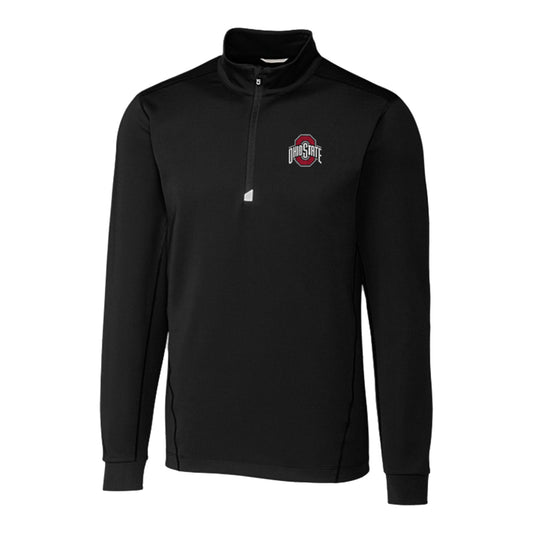 Ohio State Buckeyes Cutter & Buck Traverse Stretch Black 1/4 Zip Jacket - Front View