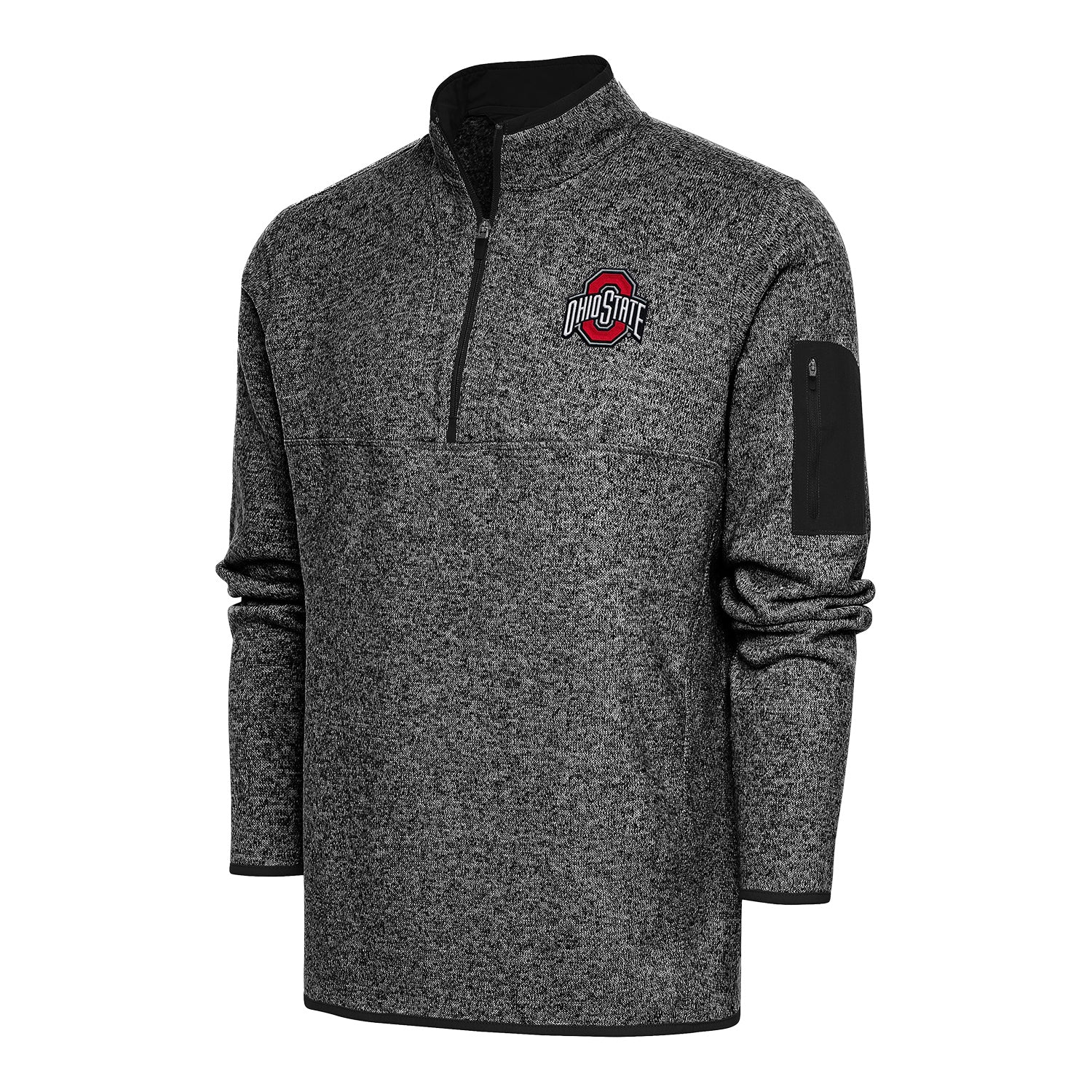 Ohio State Buckeyes Fortune 1/4 Zip Heather Black Pullover Jacket - Front View